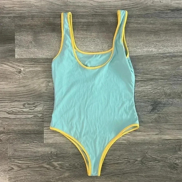 Kittenish Swimsuit Blue Surfs Up One Piece Swimsuit Size Medium Removable Cups - Picture 6 of 6